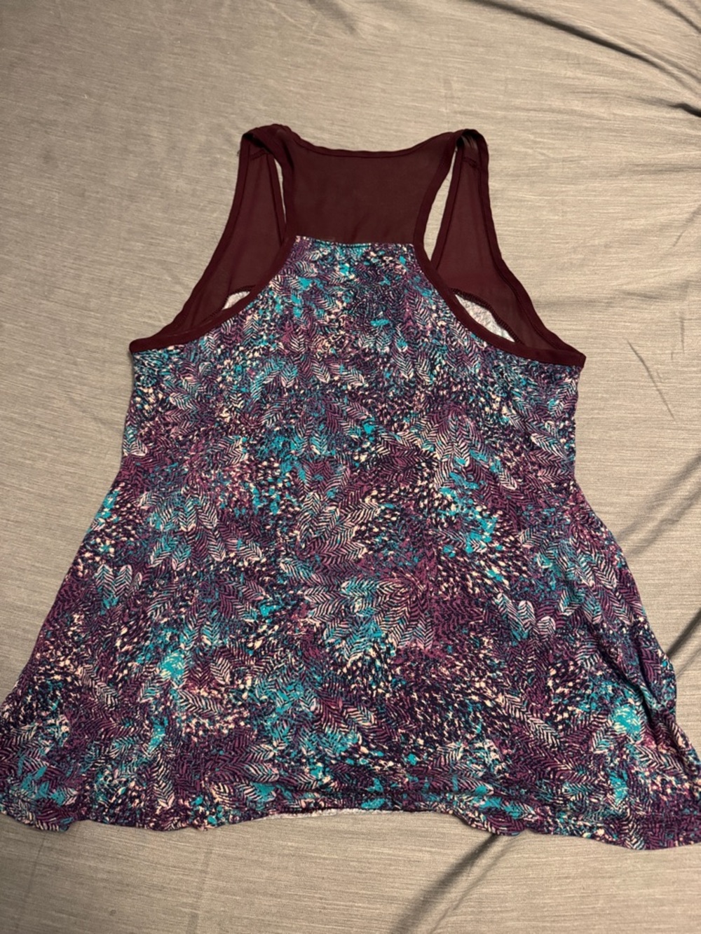 Mudd Plum Racerback Tank with Teal Abstract Print - Picture 2 of 3